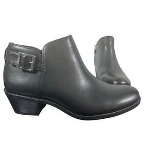 Vionic Millie Black Leather Ankle Boots Size 7.5 Orthotic Comfort Zip Booties